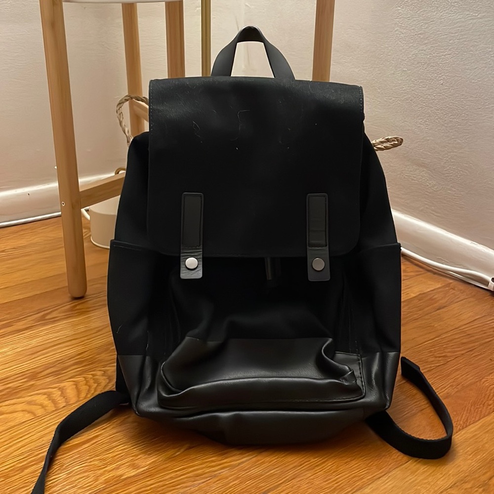 Everlane snap canvas leather backpack